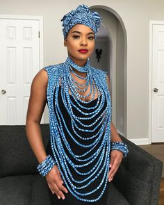 Ndop Print Multi-Strand Statement 24 lines necklace - Afrilege Chic Beaded Necklaces For Party, Blue Necklace For Summer Parties, Elegant Summer Party Beaded Necklaces, Slip Black Dress, Beige Accessories, Ankara Accessories, Afro Jewelry, Necklace Fabric, Afro Fashion