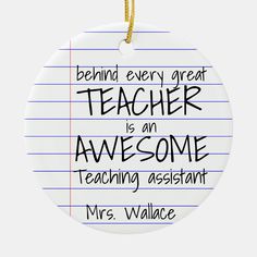 teacher is an awesome teaching assistant christmas ornament with writing on the front and back