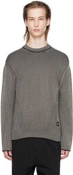 Black Stripe Sweater by PS by Paul Smith on Sale Black Stripe Sweater, Accessories For Men, Knit Cotton, Paul Smith, Stripe Sweater, Black Stripes, Patch Logo, Rib Knit, North America