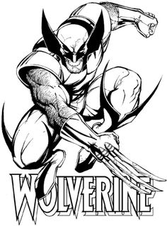 wolverine in black and white with the word wolverine