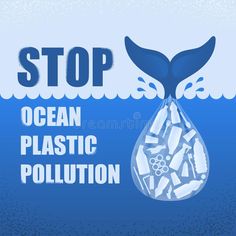 an ocean plastic pollution poster with the message stop ocean plastic pollution royalty illustration