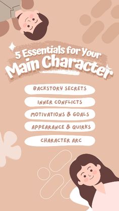 an advertisement for the children's book, 5 essentials for your main character