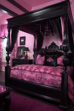 [object Object] Pink And Black Bedroom Ideas For Women, Black And Pink Bedroom Decor, Pink And Black Bedroom Ideas, Pink Black Room, Black And Pink Bedroom, Pink And Black Room, Soft Pink Walls, Pink And Black Bedroom, Black Room Ideas