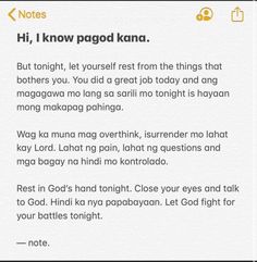 an image of a text message with the words, i know pagod kana