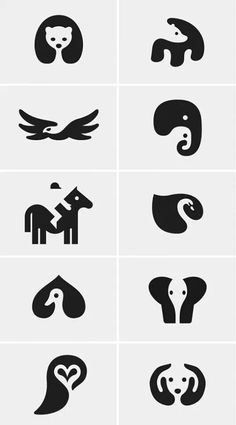 black and white logos with different shapes