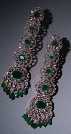 Gigi Emerald Green Long Statement Chandelier Earrings Rose Gold- Jaipur Rose Modern Luxury Designer Indian Jewelry - Jaipur Rose Elegant Green Danglers For Celebration, Elegant Green Chandelier Earrings For Festive Occasions, Elegant Green Danglers For Reception, Elegant Green Chandelier Earrings With Intricate Design, Party Chandbali Chandelier Earrings With Elegant Design, Elegant Chandbali Chandelier Earrings For Celebration, Elegant Green Earrings For Reception, Fusion Style Hand Set Chandelier Earrings For Party, Luxury Chandelier Earrings For Festive Occasions