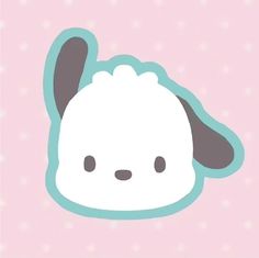 an animal sticker on a pink background with polka dotes in the shape of a sheep