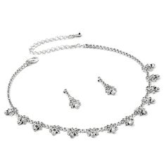 High quality silver plating,The necklace measures approximately 12.5" long with a 3.5" extender chain for just the right fit,The matching Earrings measure 1.0" long,It is perfect for weddings,, proms,, formals,, parties,, pageants,, and more,This set coordinates with any color or style casual look or formal ensemble Silver Adjustable Rhinestone Dangle Necklace, Silver Dangle Rhinestone Necklace, Silver Cubic Zirconia Dangle Rhinestone Necklace, Silver Cubic Zirconia Rhinestone Dangle Necklace, Crystal Rhinestone Dangle Necklace, Silver Crystal Dangle Jewelry Sets, Silver Jewelry Sets With Sparkling Stones, Rhinestone Heart, Silver Crystal