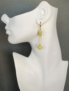 18k gold plated brass hooks with jade and brass. 2 1/2 inches from top of hook. Gold Wire-wrapped Jade Earrings, Gold Jade Wire Wrapped Jewelry, Gold Jade Earrings With Ear Wire, Gold Jade Dangle Jewelry, Gold Jade Earrings, Brass Hooks, Brass Hook, Handmade Wire Jewelry, Wire Jewelry