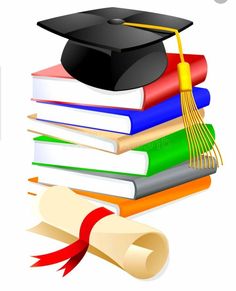 a stack of books with a graduation cap and tassel next to it royalty illustration