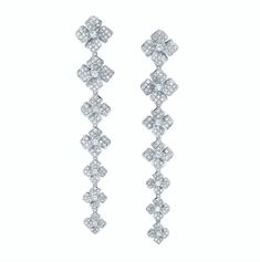 18k gold small pave diamond flower drop earrings 1.61cts diamonds  #AKPFLDRP Buccellati Earrings, Edwardian Necklace, Estate Diamond Jewelry, Diamond Star Necklace, Diamond Initial Necklace, Paris Couture, Fire Opal Necklace, Flower Drop Earrings, Initial Earrings