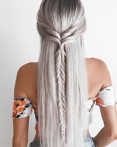 - 25 Easy Hairstyles for long hair  <3 <3 Straight Hairstyle, Long White Hair, Boho Wedding Hair, Fishtail Braid, Prom Hairstyles, Long Hair Girl, Easy Hairstyles For Long Hair, Braids For Long Hair