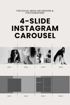 the front cover of an instagramr for social media influences and photographers, with four