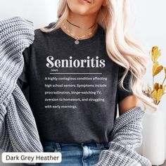 🖤Funny Senior Shirt🖤 Give your grad a laugh with this funny shirt! Perfect for celebrating their milestone with humor, this shirt makes a memorable and lighthearted gift from a proud parent. 🛒 How to Order: 1. Check Photos: Review sizing and color options. 2. Select Options: Choose quantity, size, and color from the drop-down menus. 3. Add to Cart: Add each shirt to your cart individually 4. Combined Shipping: Shipping will automatically combine for multiple shirts  5. Processing: Your order Senior Year Planner, Senior Year Checklist, Back To School High School, Year Checklist, Senior Shirts, Class Of 2025, Grad Gifts, High School Senior, Yearly Planner