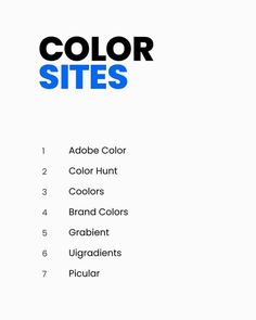 the color sites list is shown in blue and white, with black text on it