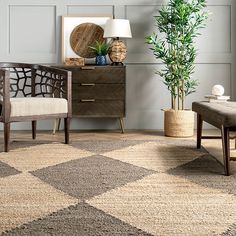 a living room scene with focus on the rug