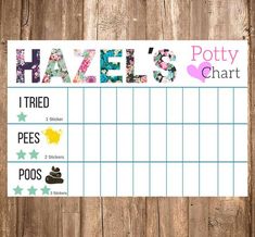 a printable potty chart with the words hazle's and flowers on it