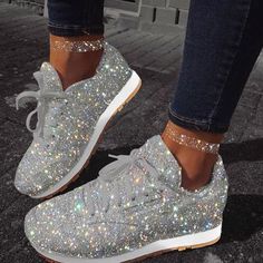 Sparkly Shoes, White Shoes Sneakers, Bling Shoes, Glitter Sneakers, Fresh Shoes, Hype Shoes, Girly Shoes, Glitter Shoes, Trending Sneakers