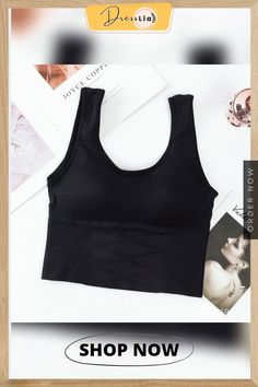 Sleeveless Tank Tops Tees Women Casual Crop Top Ladies Streetwear Fitness Camisole Female Tube Top Camis Sleeveless High Stretch Crop Top With Built-in Bra, Medium Support Camisole Tank Top With Built-in Bra, Sleeveless Gym Crop Top With Built-in Bra, Black Seamless Sleeveless Tank Top, Black Sleeveless Seamless Tank Top, High Stretch Wide Strap Tank Top, Seamless Camisole Crop Top For Workout, Workout Seamless Camisole Crop Top, Summer Tank Top With Wide Straps And High Stretch