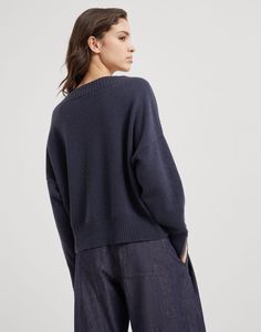 Cashmere sweater with shiny cuff details Tuxedo T Shirt, Cuff Detail, Eyewear Womens, Boutique Online, Light Texture, Shirt Skirt, Blazer Dress, Denim Pant, Event Dresses