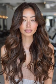 38 Divine Dark Brown Hair Balayage Hairstyles For Beautiful Dimensional Hair Wavy Balayage Hair Dark Brown, Rich Dark Brown Balayage, All Brown Balayage, Classy Hair Color Brunette, Dark Asian Hair Balayage, Caramel Brown Hair Asian, Chocolate Hair With Dimension, Chestnut Brown Hair Colors, Fall Color Melt