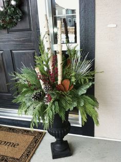 Christmas Pots, Christmas Planters, Christmas Front Porch, Christmas Porch Decor, Have Inspiration