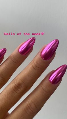 Neon Pink Chrome Nails, Bright Pink Chrome Nails, Hot Pink Chrome Nails, Pink Chrome Nails, Pink Chrome, Snowflake Nails, Nails Pink, Pink Nail