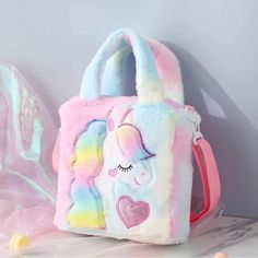 Unicorn Crossbody Bag. Brand New. Smoke Free Home Pink Unicorn Print Bag For Everyday Use, Cute Rainbow School Bag, Cute Rainbow School Bags, Multicolor School Bag With Unicorn Print, Playful Multicolor Bag With Unicorn Print, Playful Multicolor Unicorn Print Bag, Playful Multicolor Unicorn Print Bags, Playful Unicorn Print Bags For Everyday Use, Playful Unicorn Print Bag For Everyday Use