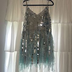 Only Worn Once. Light Weight Great For Date Night Or Special Occasion. Elegant Blue Mini Dress For Costume Party, Spring Embellished Dresses For Costume Party, Blue Sequin Feather Dress, Sequin Dress, Date Night, Sequin, Size 12, Asos, Special Occasion