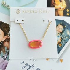 Kendra Scott | Jewelry | New Kendra Scott Elisa Enamel Framed Necklace Gold Sunset Illusion | Poshmark Kendra Scott Sunset Necklace, Preppy Stuff To Get For Christmas, Preppy Gifts For Teens, Preppy Items, Preppy Necklace, Preppy Christmas List, Sunset Ombre, Preppy Essentials, Gold Sunset