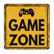 a sign that says game zone with a video game controller in the middle of it