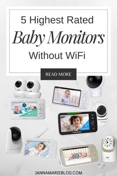 baby monitors with text overlay that reads 5 highest rated baby monitors without wifi