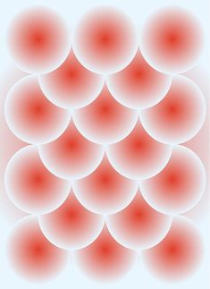 an abstract red and white background with circles in the shape of bubbles on top of each other