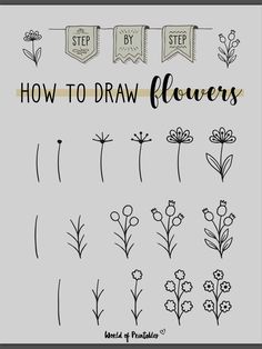 how to draw flowers with markers and pencils for beginners, including the words step by