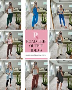 Here are 15 road trip outfit ideas that you will love! These comfortable, cozy, and cute outfits are perfect for riding in the car. Great outfits for any weather! Road Trip Outfit Ideas, Comfy Road Trip Outfit, Road Trip Outfits, Trip Outfit Ideas, Trip Outfit