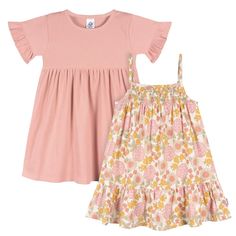 Elevate your toddler's seasonal wardrobe with this delightful duo of toddler dresses! These dresses are the perfect choice for the spring and summer season, and your little one will adore wearing them for any outing. The short sleeve dress is crafted from lightweight 100% cotton gauze, while the sleeveless dress is a blend of cotton, polyester, and spandex, ensuring a comfortable stretch. Both dresses come with a straightforward pull-on design for effortless dressing, and they're thoughtfully de Toddler Dresses, Toddler Girl Shorts, Seasonal Wardrobe, Sleeveless Dresses, White Sleeveless Dress, Gauze Dress, Floral Dresses, Toddler Girl Dresses, Retro Floral