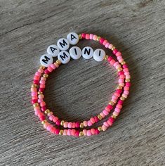 1x adult and 1x kid bracelet customized colors and personalization of choice. Please note names and colors in personalization section Selling Stuff, Mini Bracelet, Jewelry Clay, Kids Bracelets, 13th Birthday, Name Bracelet, 24kt Gold, Back To School Gifts, Evil Eye Bracelet