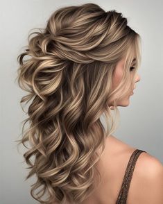 Up Does Hair Styles, Natural Waves Hairstyles, Wedding Down Hairstyles, Soft Waves Wedding Hair, Hair Styles Bridesmaid, Bridal Hair Half Up, Wedding Hair Half, Formal Hairstyles For Long Hair, Mother Of The Bride Hair