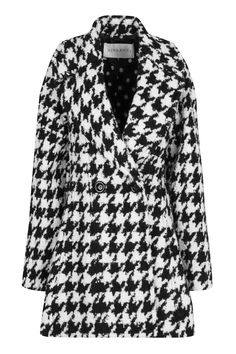 Double-breasted fasteninglapel collartwo side pocketsflared hem100% virgin woolComposition: 100% % Virgin Wool Fitted Black Houndstooth Outerwear, Chic Houndstooth Long Sleeve Outerwear, Luxury Women's Houndstooth Outerwear, Trendy Button-up Houndstooth Outerwear, Fitted Houndstooth Button-up Outerwear, Houndstooth Coat, Sophisticated Outfits, Dresses Royal, Pleats Please Issey Miyake