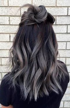 Silver Ombre Hair, Grey Ombre Hair, Brunette Balayage Hair, School Hair, Red Highlights, Hair Color For Women, Easy Hairstyle