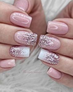 Pink And White Nails 30 Ideas For Brides [2023 Guide & FAQs] Pink And White Nails, Pink Wedding Nails, Blush Pink Nails, Pink White Nails, Engagement Nails, Glitter Nails Acrylic, Bridal Nail Art, Pink Glitter Nails, Pink Gel Nails