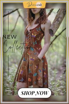 Women's Slim Irregular Butterfly Print Dress Brown Asymmetrical Dress For Fall, Asymmetrical Brown Dress For Fall, Casual Asymmetrical Knee-length Summer Dress, Casual Asymmetrical Midi Dress For Fall, Casual Brown Dress With Asymmetrical Hem, Casual Asymmetrical Mini Dress For Fall, Casual Asymmetrical Fall Dresses, Bohemian Asymmetrical Fall Dresses, Summer Casual Asymmetrical Dress