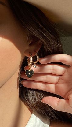 Emmy heart hoop earrings | five and two jewelry La Style, Heart Hoop Earrings, Puffy Heart, La Fashion, Metallic Thread, Heart Bracelet, Discount Codes, Gold Hoop, Heart Earrings