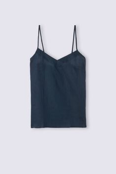 Top in pure linen that can be used either with jeans to wear during the day or as a comfortable pajama top. Chic Unlined Top For Daywear, Casual Unlined Tops For Daywear, Linen Camisole Tops For Vacation, Blue Linen Tops For Daywear, Elegant Blue Linen Top, Comfortable Pajamas, Pajama Top, Linen Clothes, Pure Linen