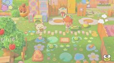 an animal crossing game is being played on the nintendo wii, and it's very colorful