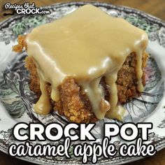 the crock pot caramel apple cake is ready to be eaten