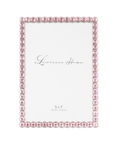 a pink beaded frame with the words lawrencee home on it