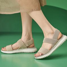 Beige Slip-on Sport Sandals For Summer, Beige Ankle Strap Sport Sandals For The Beach, Casual Beige Flat Slingback Sandals, Beige Open Toe Sport Sandals For Beach, Comfortable Beige Slingback Sandals For Summer, Beige Synthetic Sport Sandals For Summer, Beige Comfortable Slingback Sandals For Spring, Comfortable Beige Slingback Sandals For Spring, Casual Beige Ankle Strap Sport Sandals