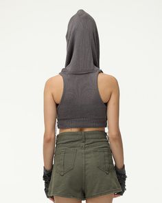 Details: Sleeveless crop top with hood design Top Length: Cropped Sleeve Length: Sleeveless Materials:100% Acrylic Hood Design, Skirt Heels, Knit Hoodie, Black White Pink, Sleeveless Crop Top, Knit Midi, Crop Top Blouse, Knit Midi Dress, Knitwear Cardigan