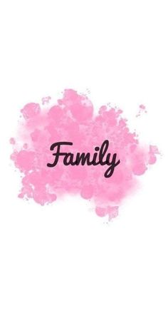 the word family written in black ink on a pink spot with watercolor paint splatters